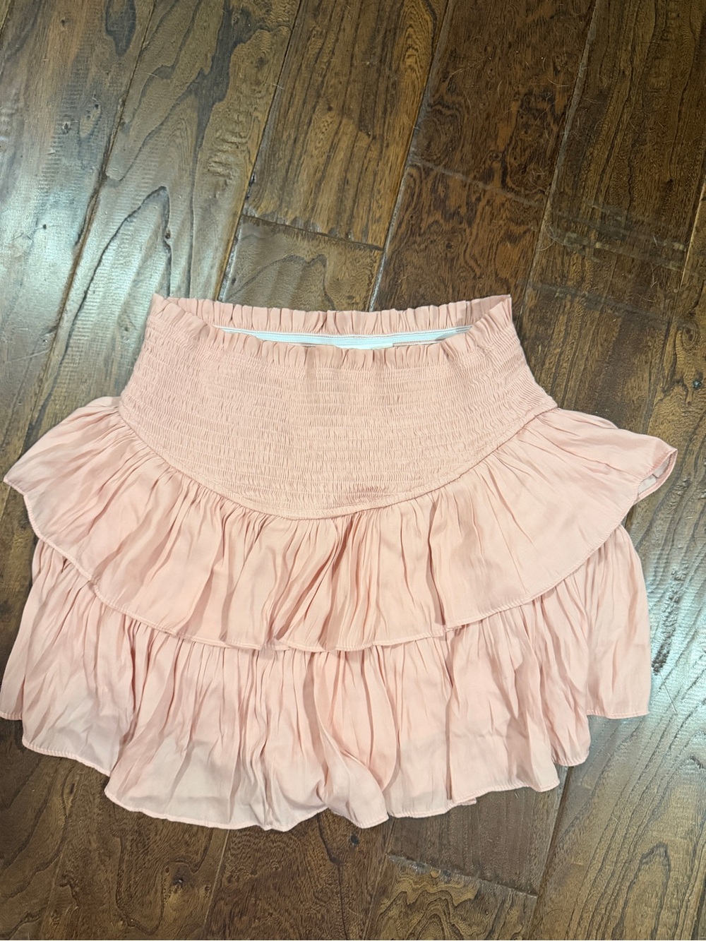 Mustard Seed Blush Pink Smocked Tiered Ruffle Mini Skirt